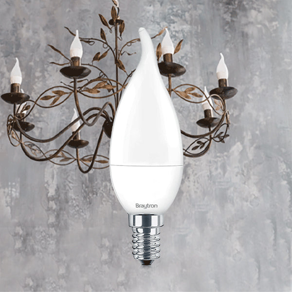 Braytron LED Leuchtmittel E14 5W Warmweiß 3000K 470 lm Kerzenform Ersetzt 40W Glühbirne IP20
