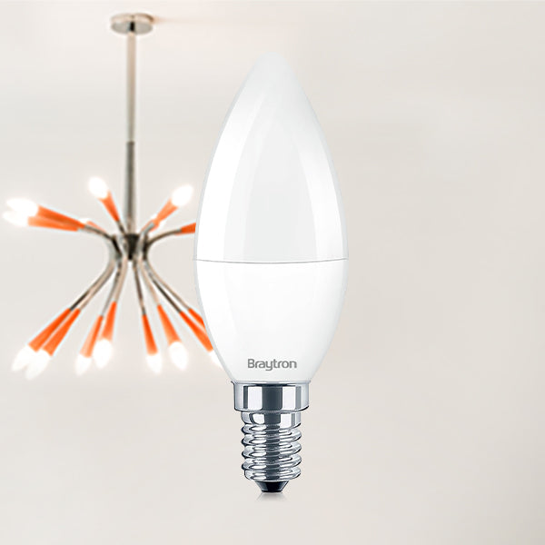Braytron LED E14 Leuchtmittel 5W C37 6500K Kaltweiß Kerzenform 450 Lumen