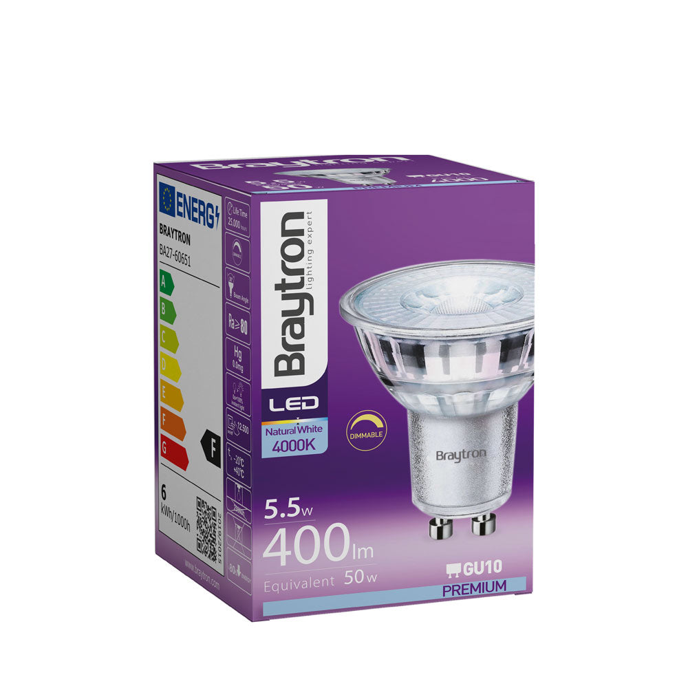 Braytron LED GU10 5,5W (50W) dimmbar 4000K Neutralweiß Reflektorlampe Leuchtmittel 400 Lumen