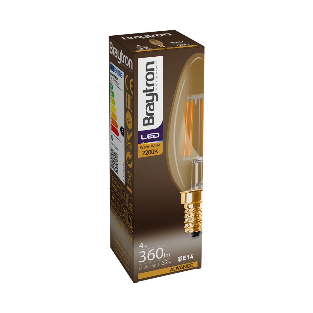 10x E14 Filament Vintage Lampe LED Leuchte Leuchtmittel Birne mit Kerzen Form (C35)|4 Watt | 360 Lumen | 2200K Warmweiß