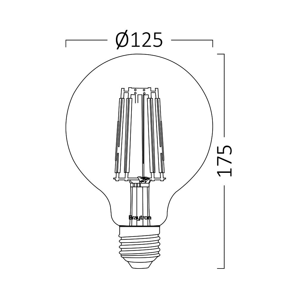 Braytron LED E27 Filament Retro Vintage 6W G125 AMB 2200K Warmweiß Birnenform Braytron
