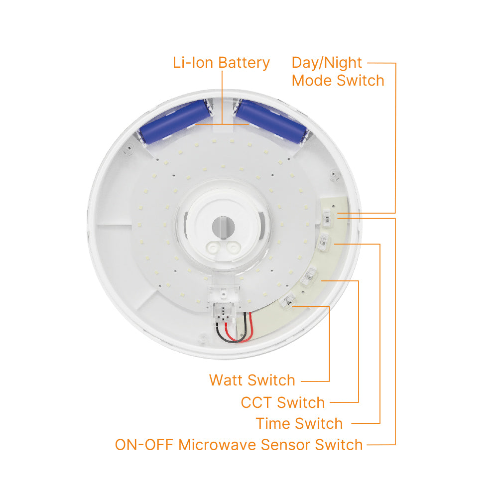LED Deckenleuchte mit Notlicht Bewegungsmelder 4CCT Farbwahl 10W 20W IP54 Akku bis 4 Stunden