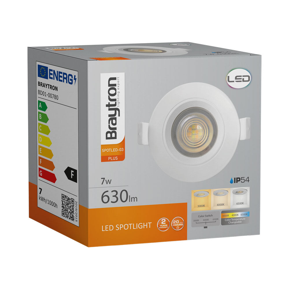 68mm LED Einbaustrahler 7W IP54 3in1 CCT Spot 630lm Einbauleuchte Einbauspot 230V Badezimmer