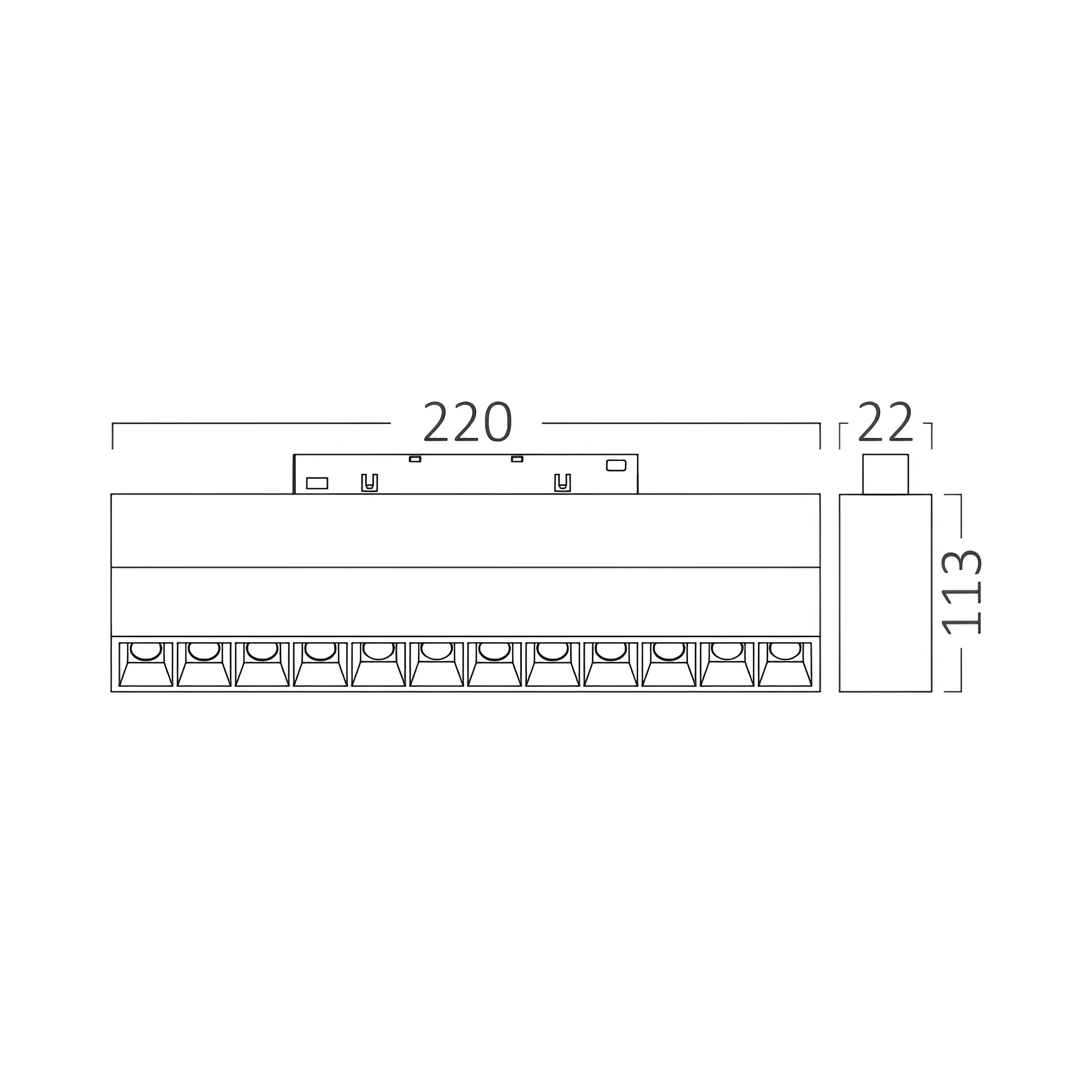 Braytron LED Magnet-Schienenleuchte 48V Aufbau 12W 3CCT 24° – Schwarz