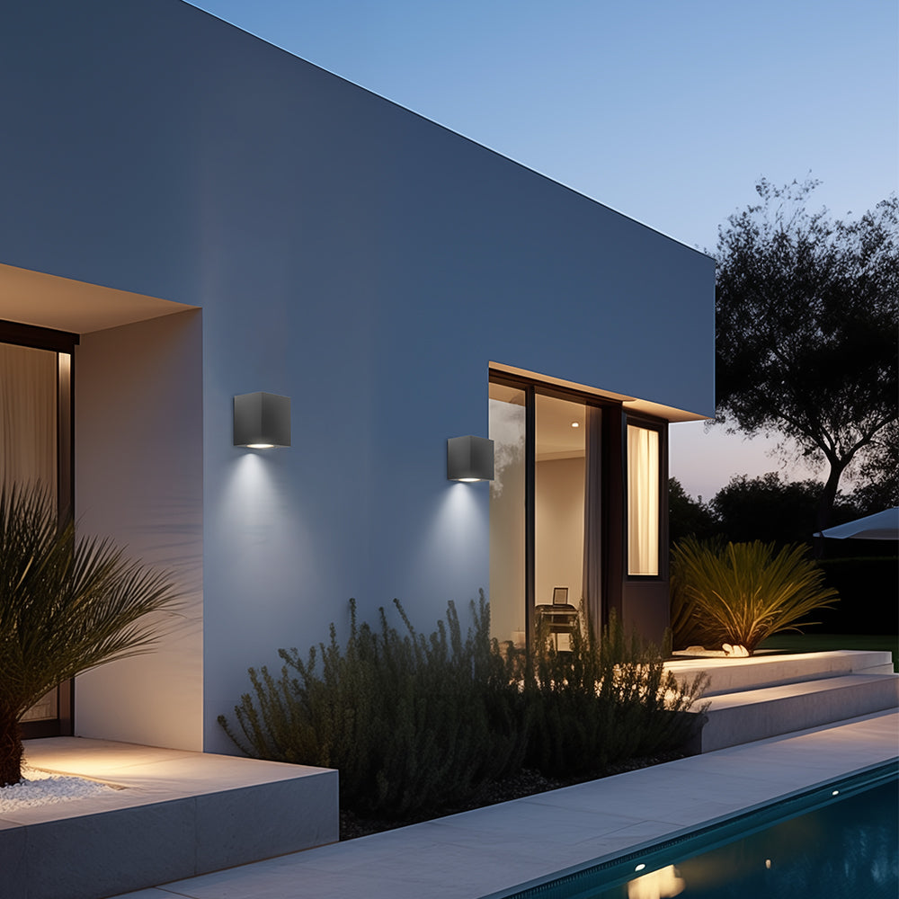 LED Wandleuchte Außen Anthrazit Eckig GU10 Down Außenwandleuchte Wandlampe IP44