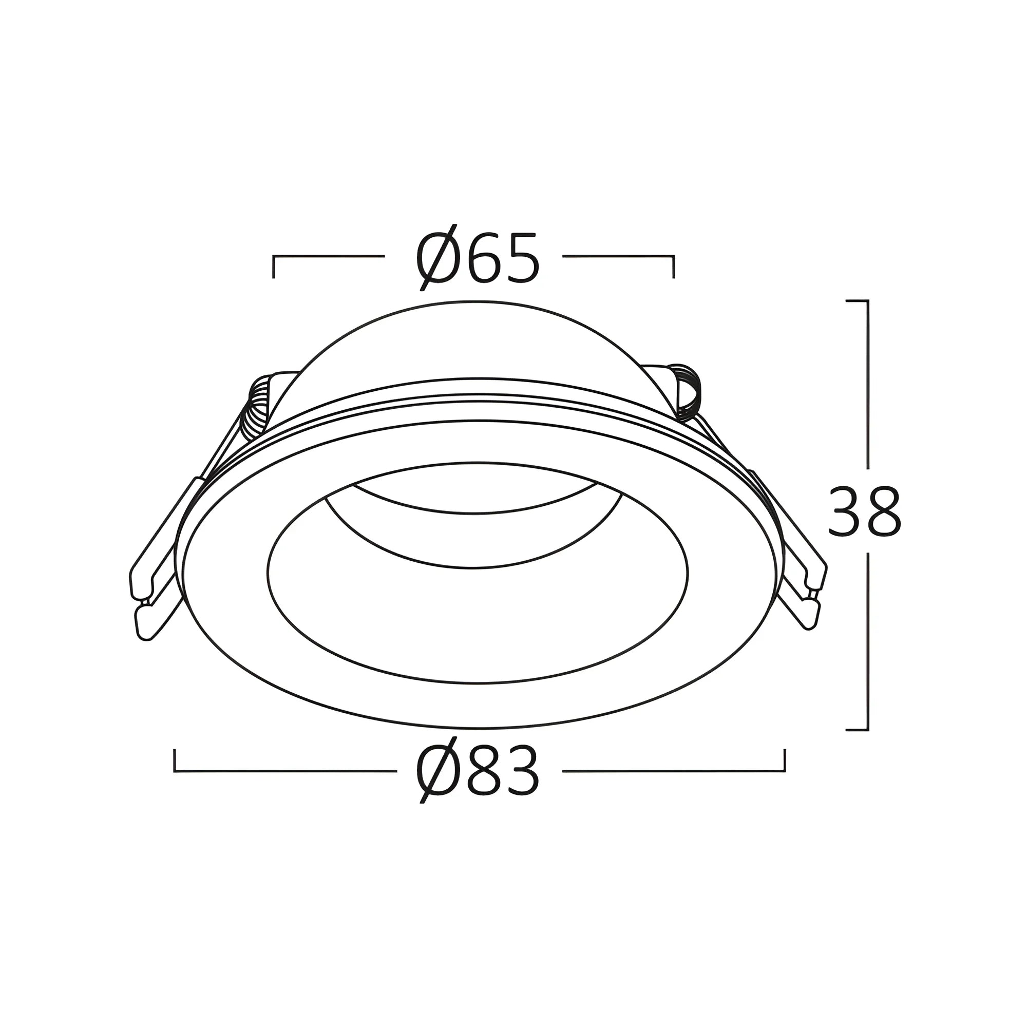 Braytron LED Einbaurahmen GU10 mit Glas IP54 rund Ø83 mm – Schwarz