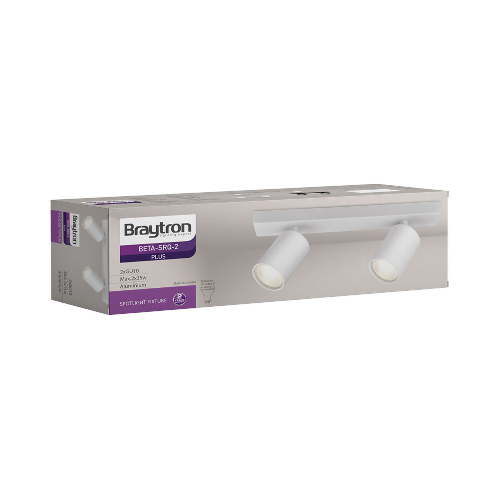 Braytron Aufbaustrahler Fassung 2-flammig Aluminium Weiß GU10 IP20
