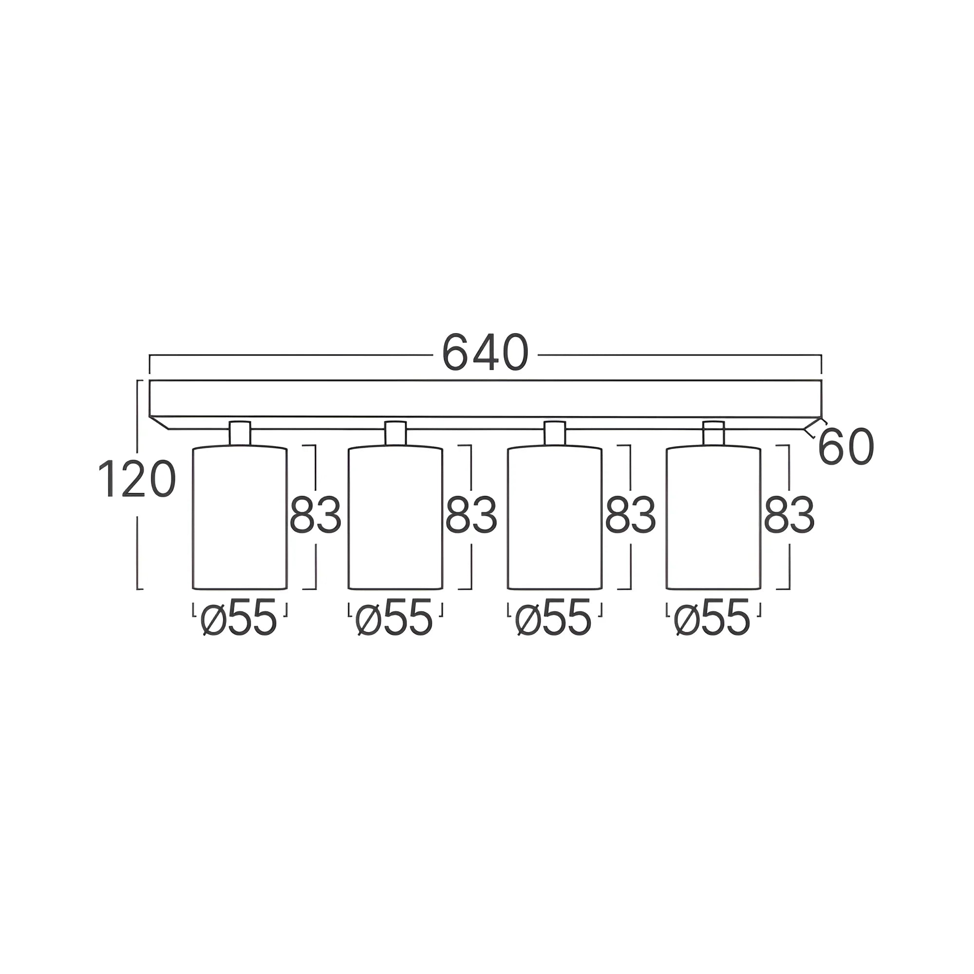 Braytron GU10 Deckenstrahler 4-flammig 640 mm schwenkbar – Schwarz