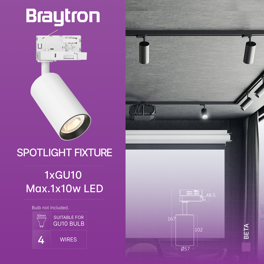Braytron 3-Phasen LED Schienenstrahler weiß Stromschienen Spot drehbar schwenkbar GU10 Fassung