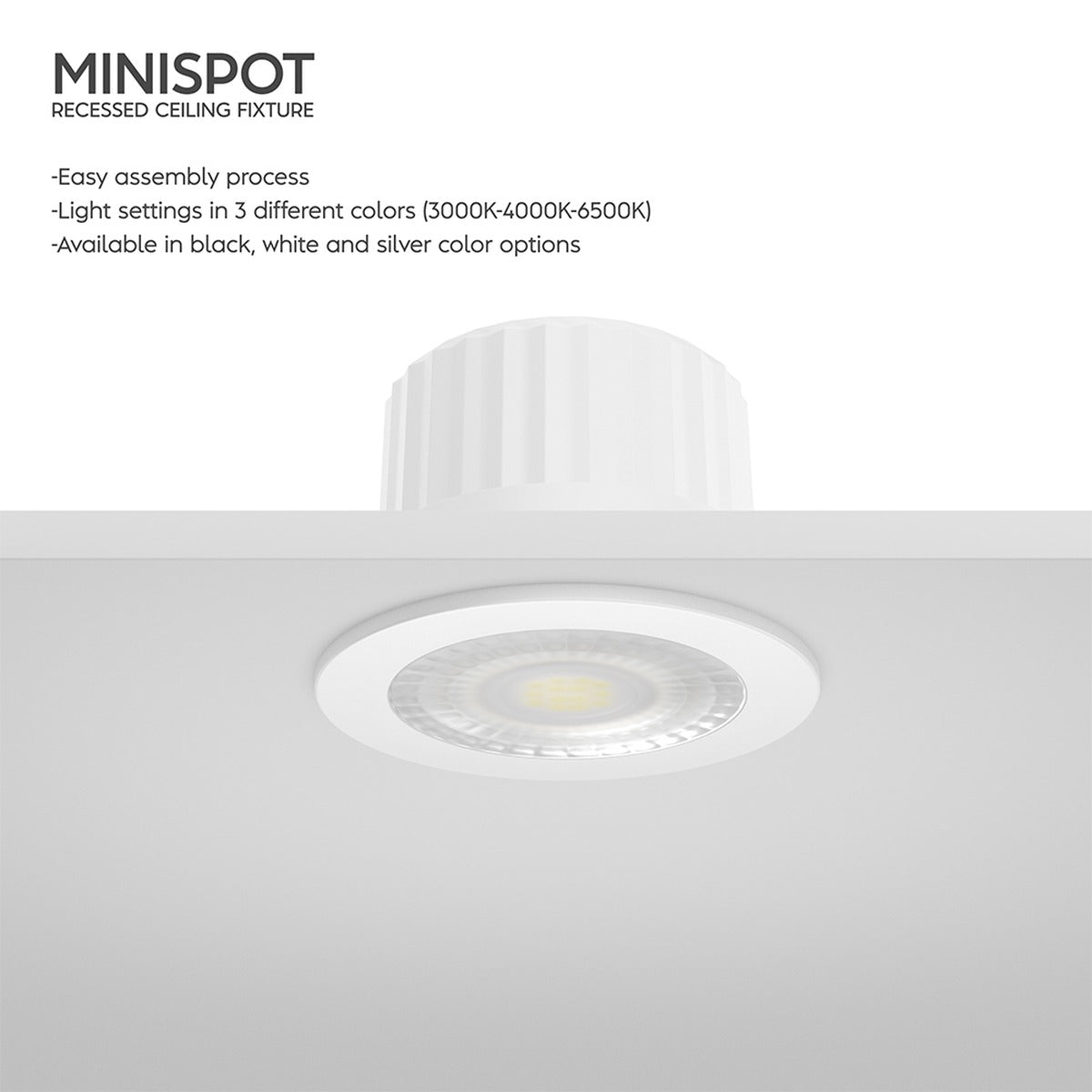 Braytron LED Mini-Einbauspot 3W 3CCT IP54 mit 3 Wechselblenden – Weiß/Silber/Schwarz