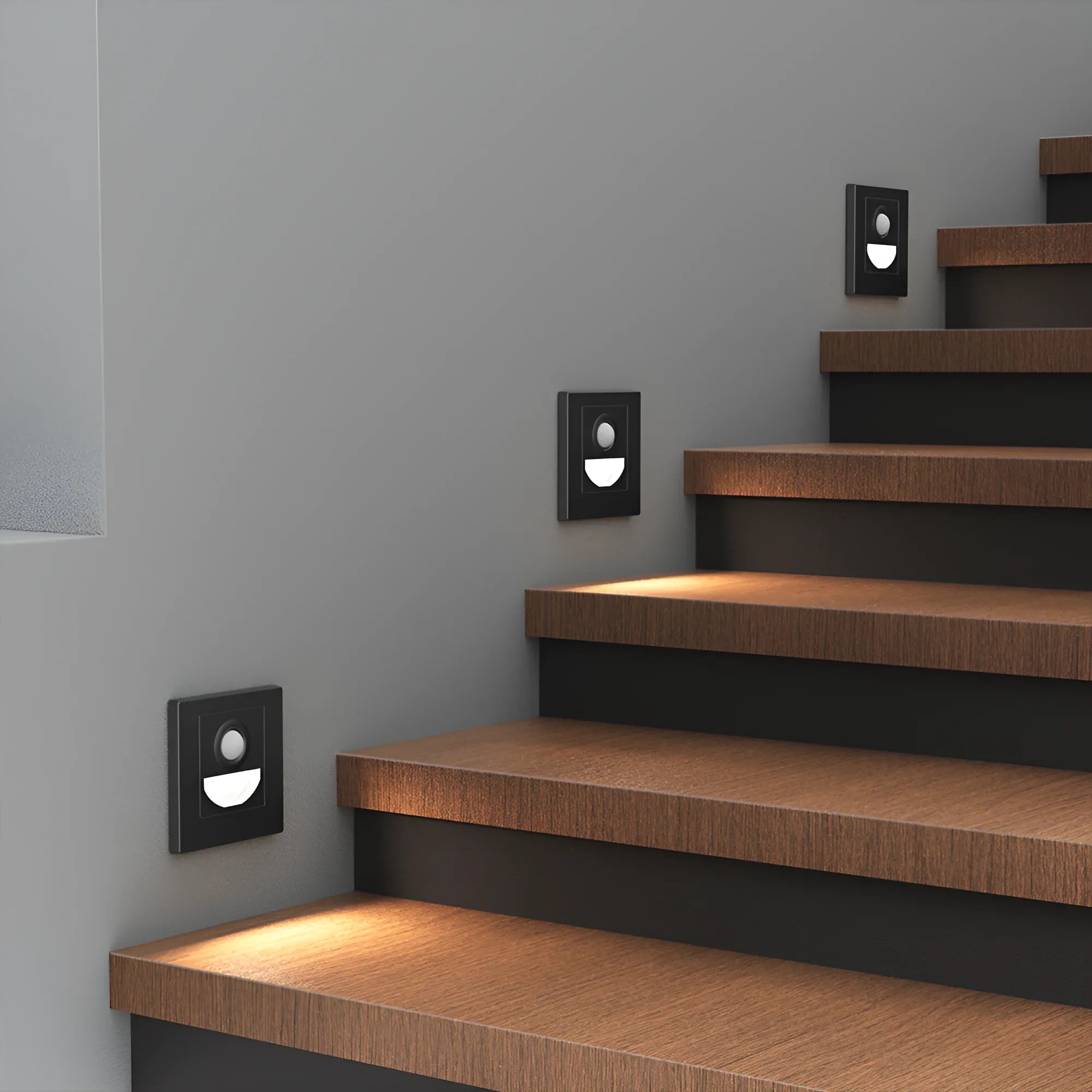 Braytron LED Treppenleuchte 1,5W 3CCT mit Bewegungsmelder, quadratisch – Schwarz