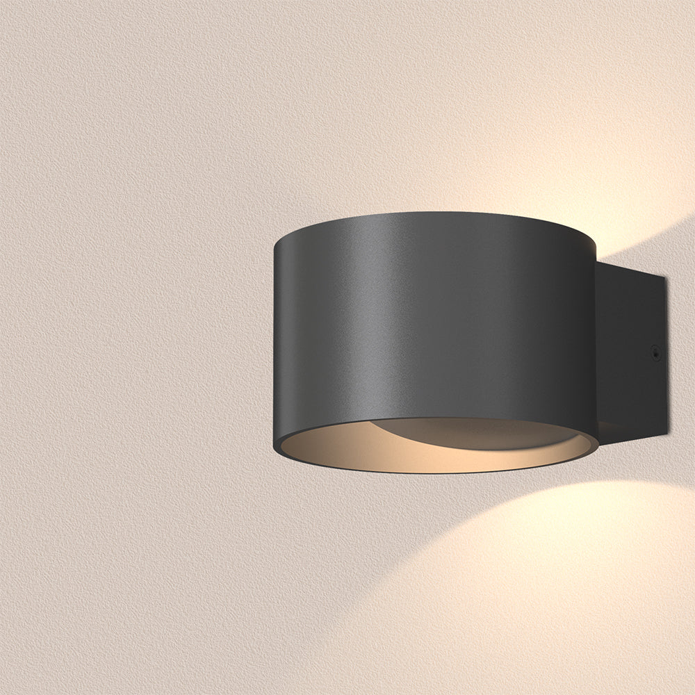 Braytron LED Wandleuchte Schwarz Rund up&down Außenwandleuchte Wandlampe IP20 8W Warmweiß