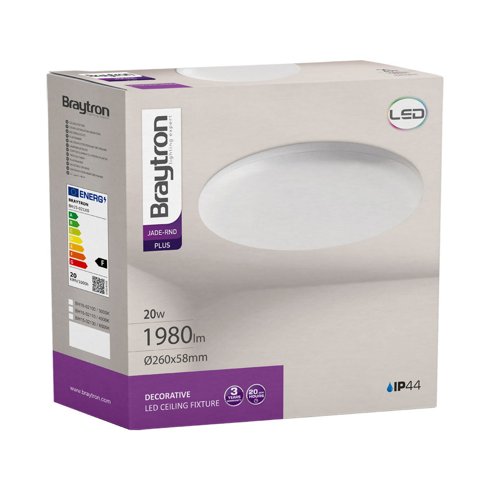 LED Deckenleuchte Deckenlicht Rund 20W 26cm Badezimmer Küche Flur Neutralweiß 4000K IP44