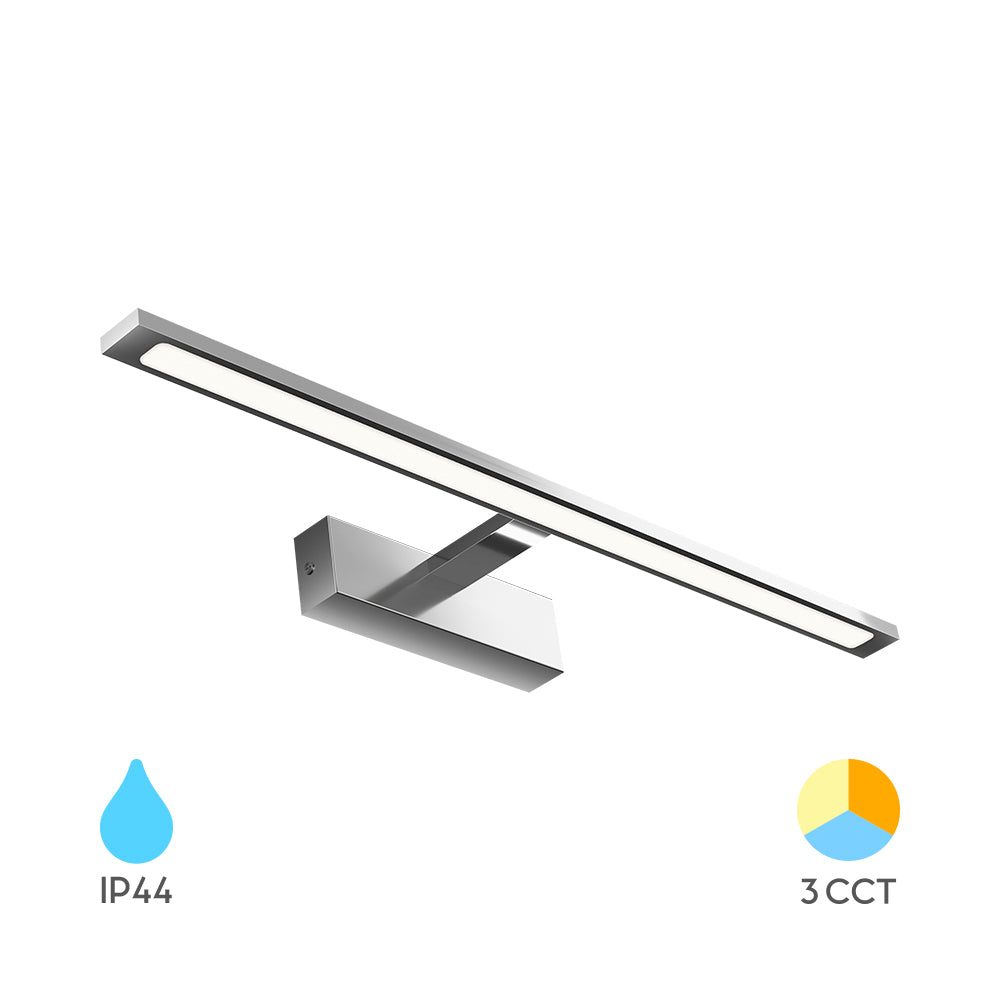 Braytron LED 12 Watt 60 Spiegelleuchte Badlampe 3CCT IP44 900 Lumen Wandlampe silbern/chrom