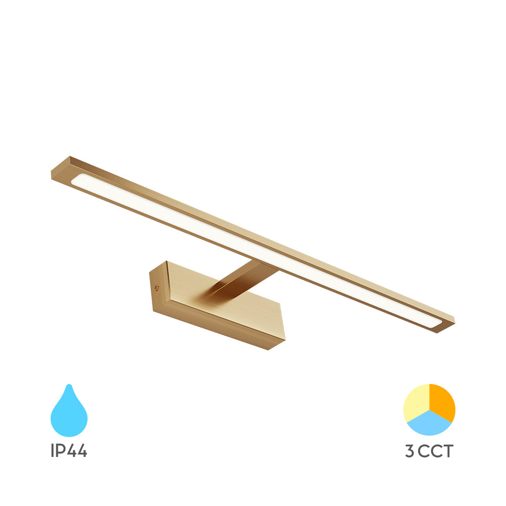 Braytron LED 12 Watt 60 Spiegelleuchte Badlampe 3CCT IP44 900 Lumen Wandlampe gold