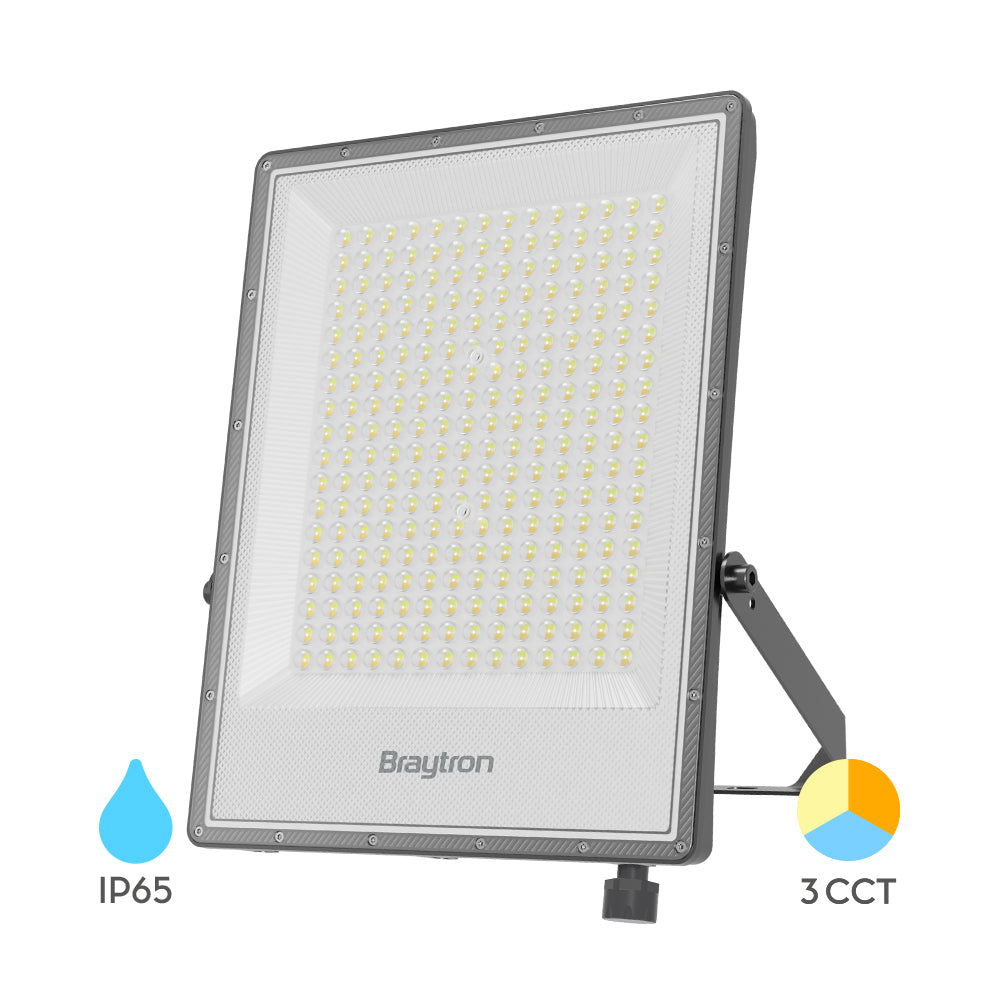 Braytron LED Strahler Außen 300W, 33000 Lumen, 3IN1 3IN1, IP65 wasserdicht, Fluter Flutlicht Außenstrahler (Grau)