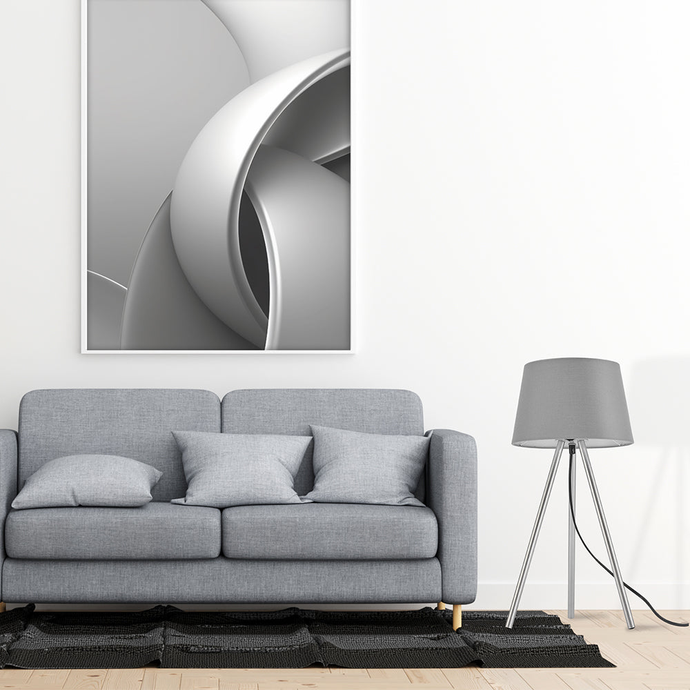 Braytron 3-Bein Beistellleuchte 48 cm E27 Fassung Modern mit Schirm Wohnzimmer Stehlampe Grau