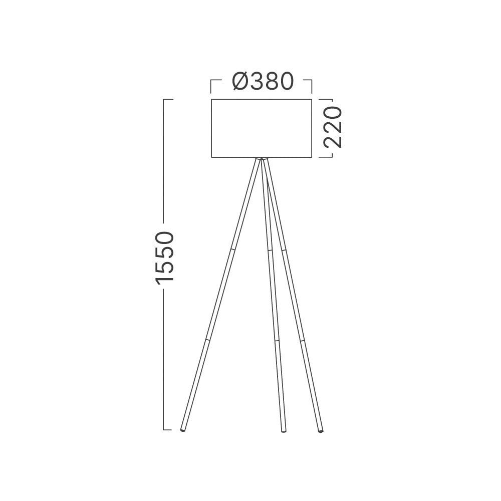 Braytron 3-Bein Stehleuchte 155cm E27 Modern mit Schirm Wohnzimmer Stehlampe Deckenfluter Schwarz