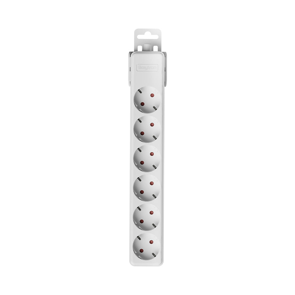 Braytron Mehrfachsteckdose 6-fach ohne Kabel, ohne Schalter, 3680W, Kindersicherung, Steckdosenleiste für individuelle Installation mit Clip-System