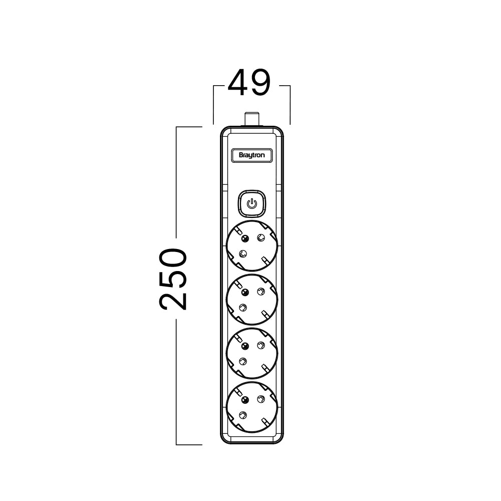 Braytron Mehrfachsteckdose 4-fach ohne Kabel, mit beleuchtetem Ein-/Ausschalter, 3680W, Kindersicherung, Steckdosenleiste für individuelle Installation mit Clip-System