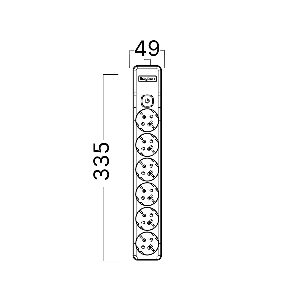 Braytron Mehrfachsteckdose 6-fach ohne Kabel, mit beleuchtetem Ein-/Ausschalter, 3680W, Kindersicherung, Steckdosenleiste für individuelle Installation mit Clip-System