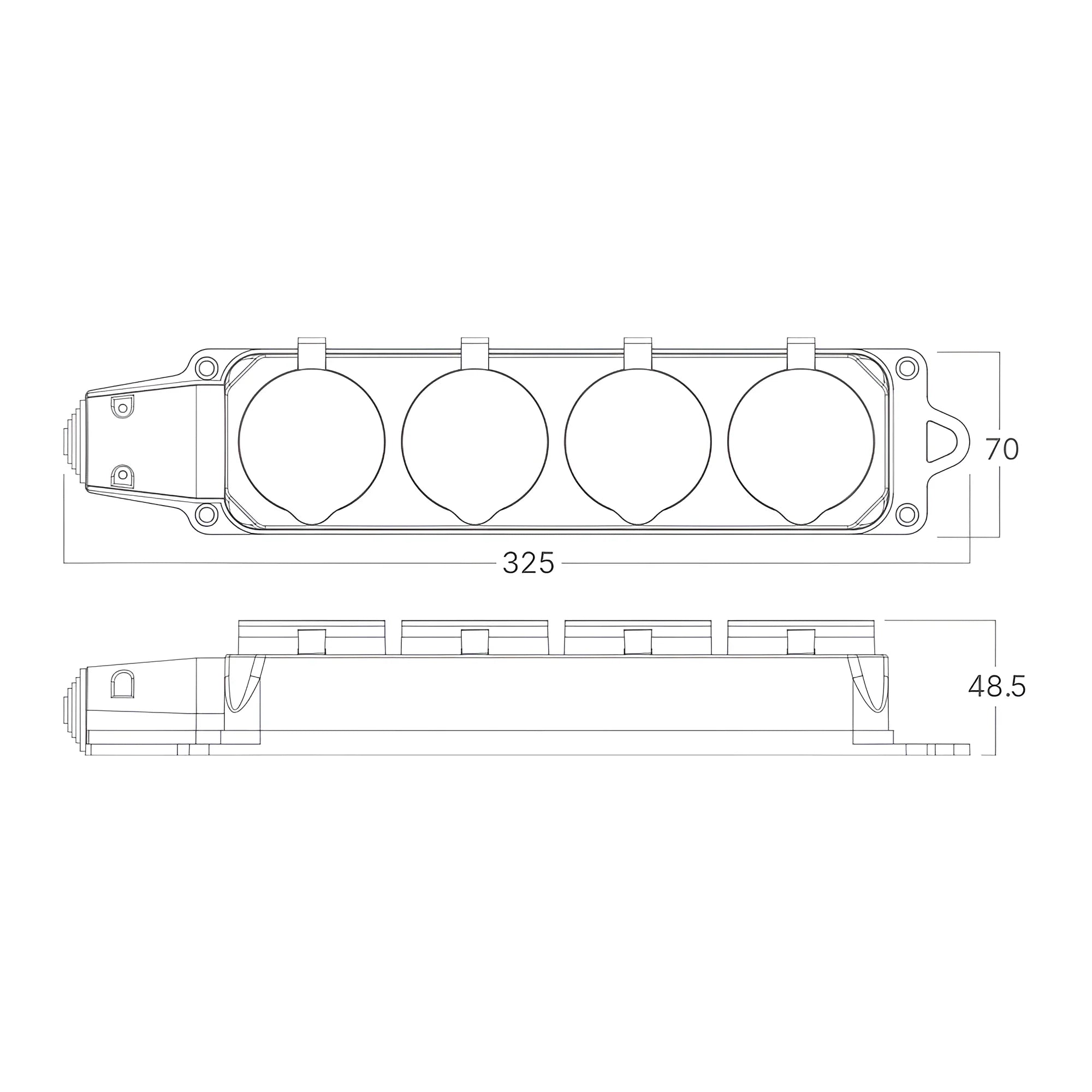 Braytron Steckdosenverteiler 4-fach IP44 Schuko mit Klappdeckel – Schwarz