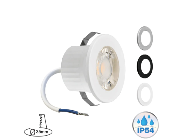 Braytron LED Minispot 3W Minileuchte, Klein, Einbauspot Einbaustrahler, Badezimmer, Küche, Wohnzimmer, inklusive 3 Blenden in schwarz, weiß. silber, IP54 230V ohne Trafo, 210 Lumen (neutralweiß 4000K)