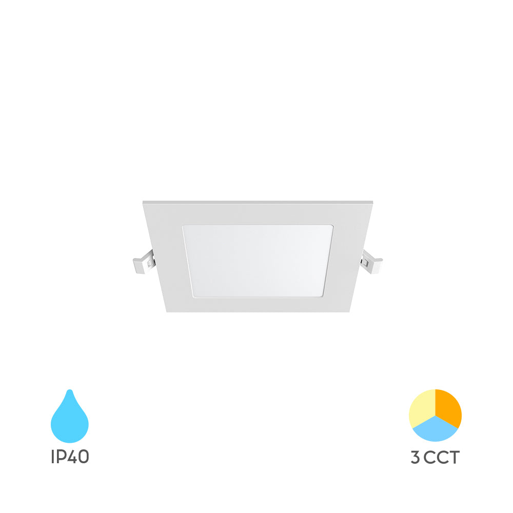 Braytron LED-Einbaupanel 3W 3CCT eckig 90 mm ultraflach – Weiß