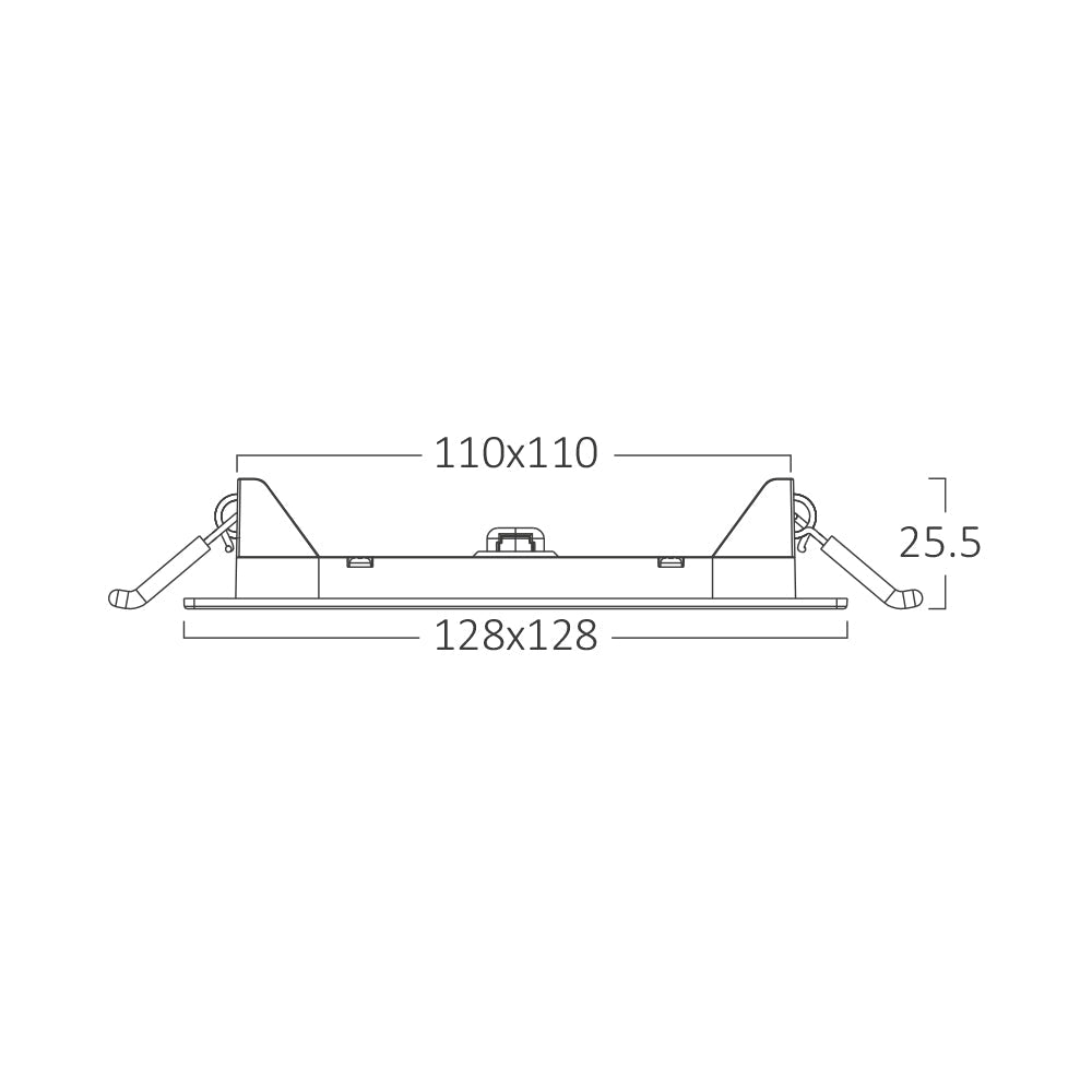 Braytron LED-Panel 6W 3CCT quadratisch ultraflach 128 mm – Weiß