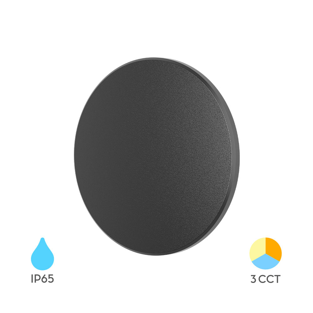 Braytron Palermo LED Außenwandleuchte 8W 3CCT rund IP65 Ø120 mm – Schwarz