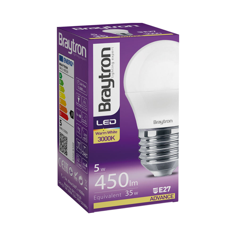 10 X Braytron LED E27 G45 Tropfenform Leuchtmittel 5W Kugel Lampe Birne 450 Lumen 3000K Warmweiß