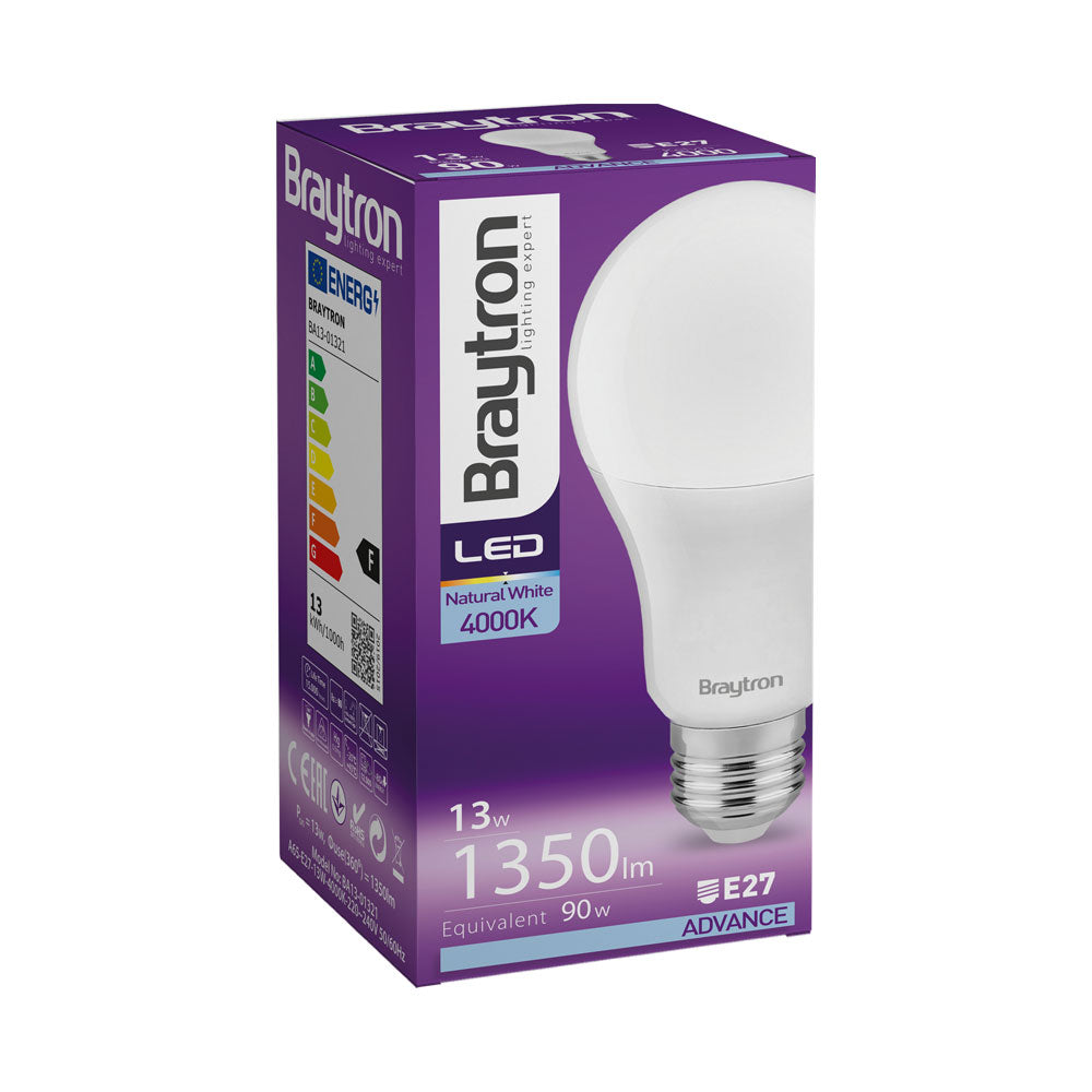 Braytron LED E27 13W A65 PLS 4000K Neutralweiß Birnenform ersetzt 90W Leuchtmittel A60