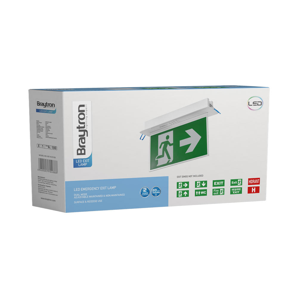 Braytron LED Einbau Fluchtweg Notleuchte Notlicht Fluchtwegleuchte Notausgang Notbeleuchtung 3W