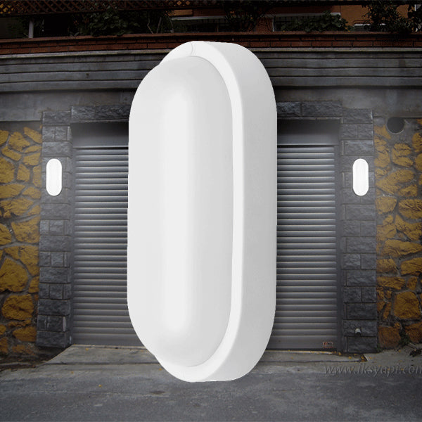 LED 18W Wand Decken Leuchte Oval Feuchtraumleuchte Weiß Außen Garage 6500K/ IP54