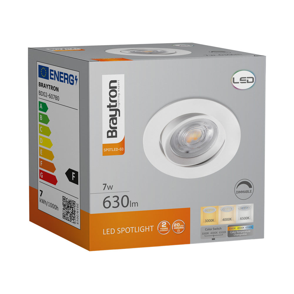 LED Rund 7W Dimmbar Einbaustrahler schwenkbar 3in1 CCT Spot 650lm Warmweiß - Kaltweiß