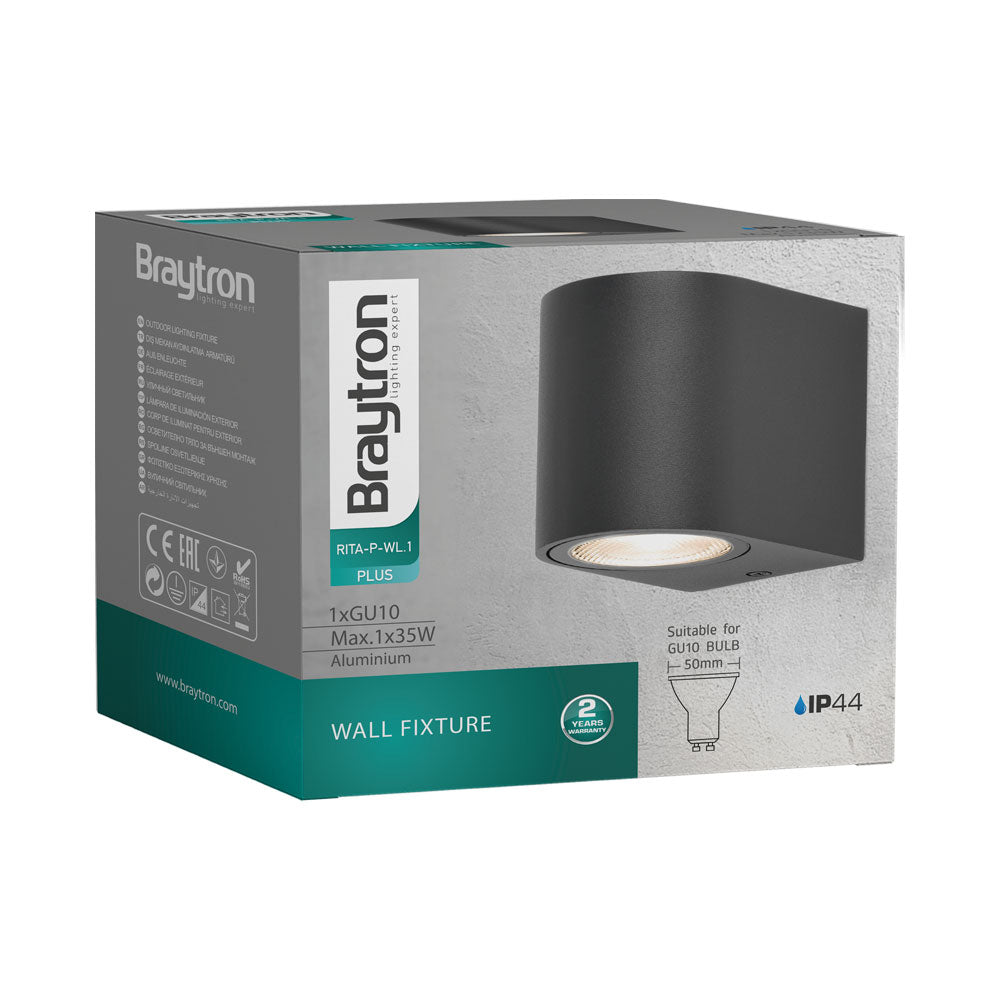 LED Wandleuchte Außen Anthrazit Rund GU10 Down Außenwandleuchte Wandlampe IP44