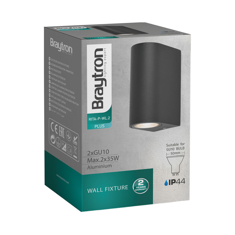 LED Wandleuchte Außen Anthrazit Rund GU10 Down &Down Außenwandleuchte Wandlampe IP44