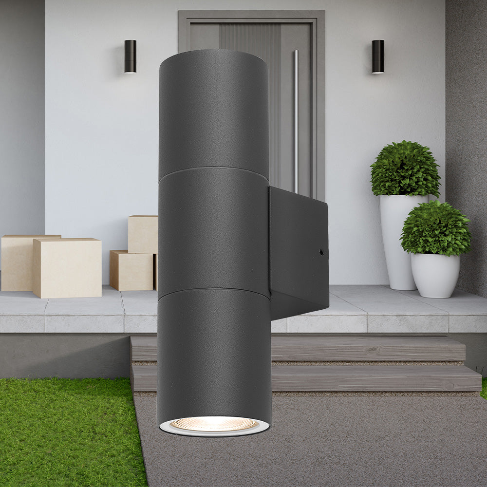 Braytron LED Wandleuchte Außen Anthrazit Zylinder GU10 UP&Down Außenwandleuchte Modern IP44