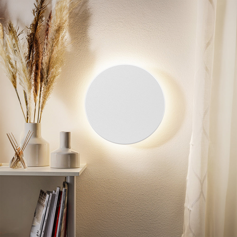 LED 12W Wandleuchte Designer Wandlicht Rund Weiß indirekte Beleuchtung IP65 3000-6500K