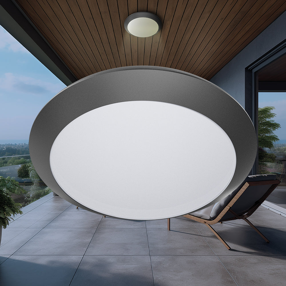 Braytron Deckenleuchte Deckenlampe Deckenlicht E27 Grau Eingang Flur Außenbereich modern
