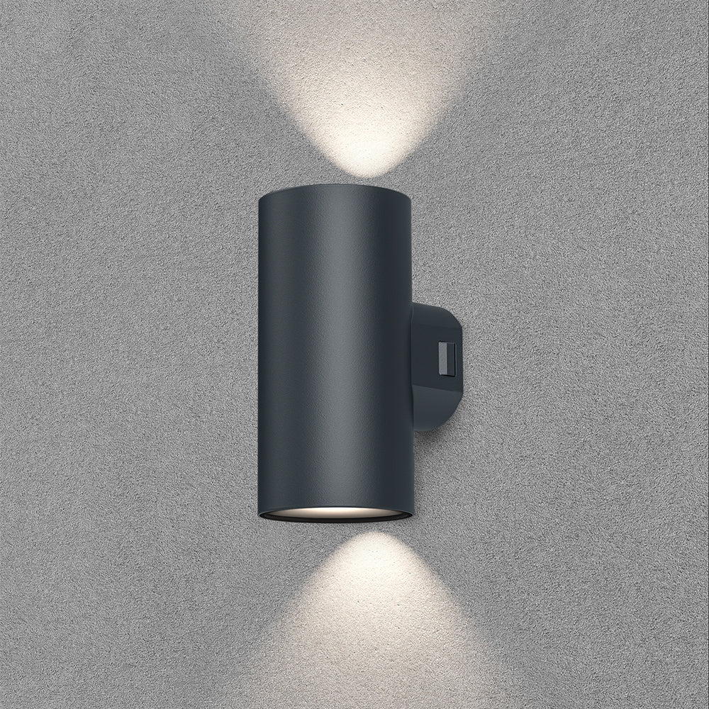 LED Wandleuchte Außen Zylinder Rund 2X 9W IP65 3in1 Up&Down Außenlampe Wandlicht