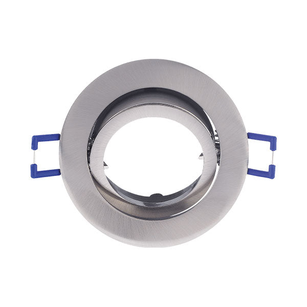 LED Einbaurahmen Einbaustrahler Fassung schwenkbar Rund Aluminium gebürstet MR16 Nickel Silber