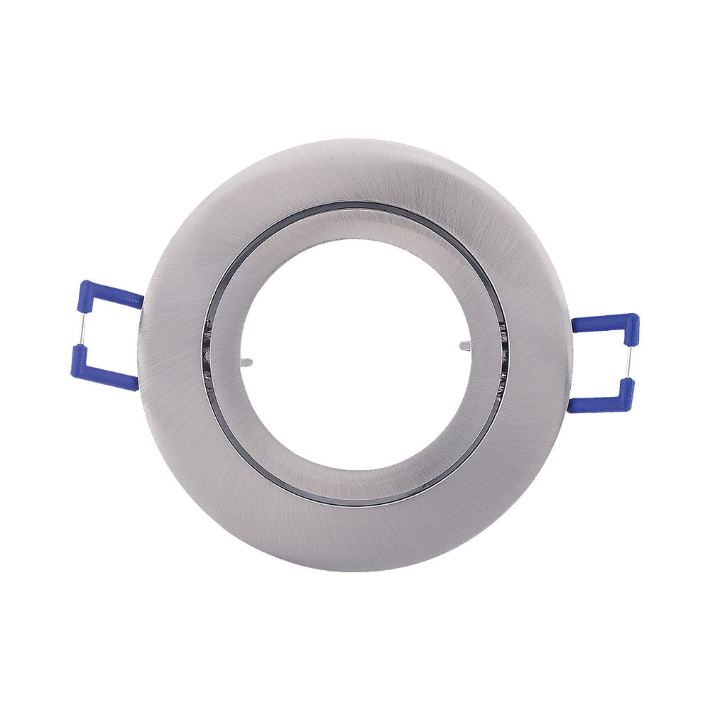 LED Einbaurahmen Einbaustrahler Fassung schwenkbar Rund Aluminium gebürstet MR16 Nickel Silber