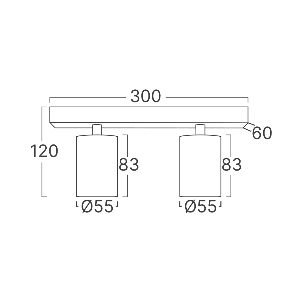 Braytron Aufbaustrahler Fassung 2-flammig Aluminium Weiß GU10 IP20