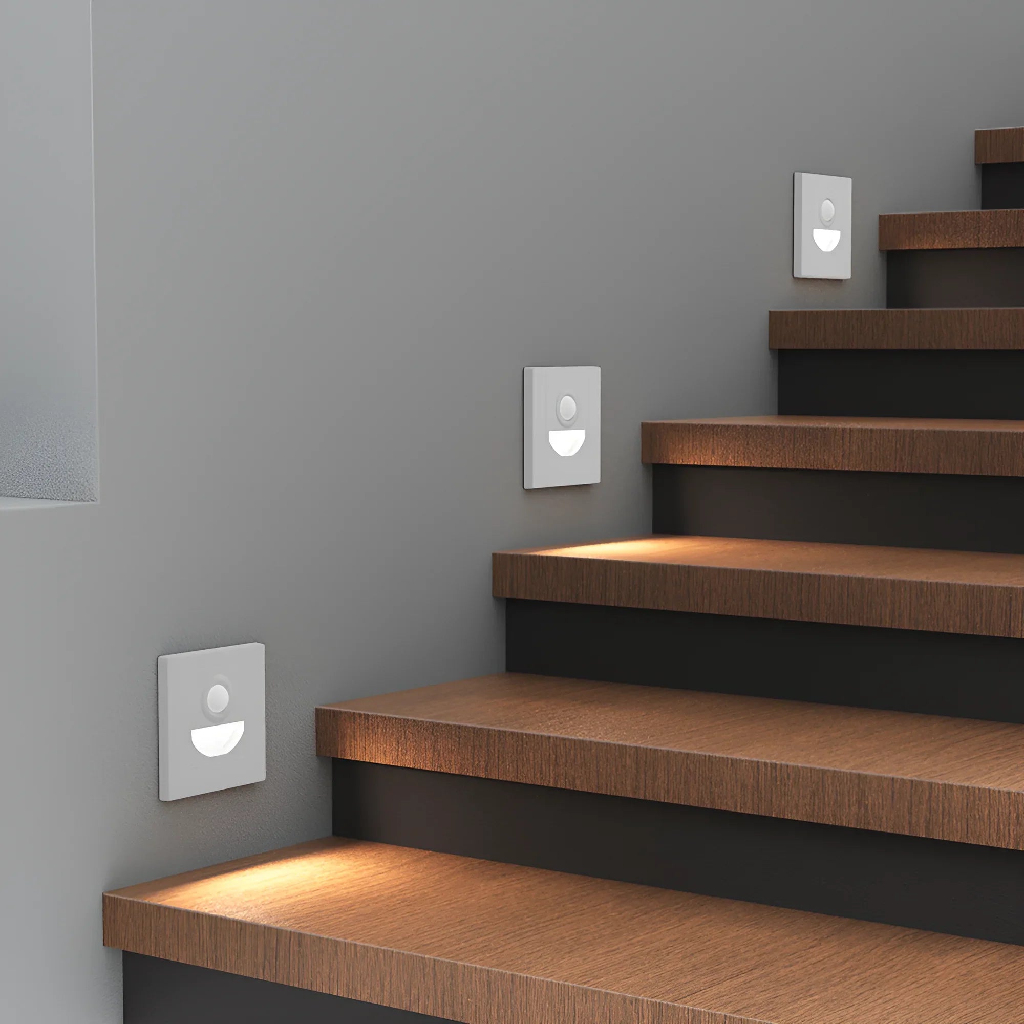 Braytron LED Treppenleuchte 1,5W 3CCT mit Bewegungsmelder, quadratisch – Weiß
