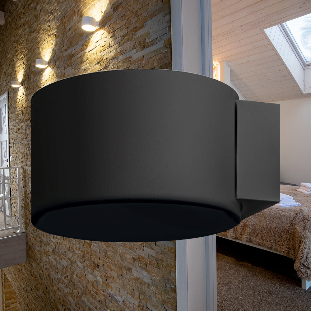 Braytron LED Wandleuchte Schwarz Rund up&down Außenwandleuchte Wandlampe IP20 8W Warmweiß