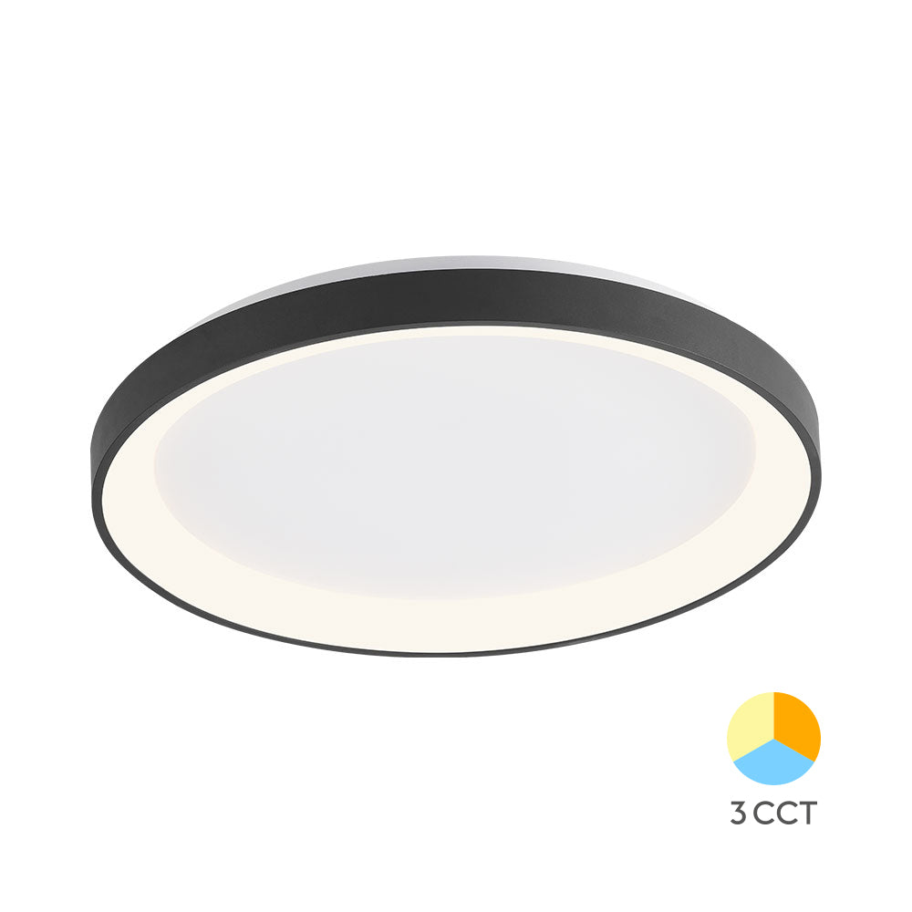 Braytron LED Deckenleuchte 36W Warmweiß Neutralweiß Kaltweiß 3CCT 3200 lm Rund Schwarz Aluminium IP20