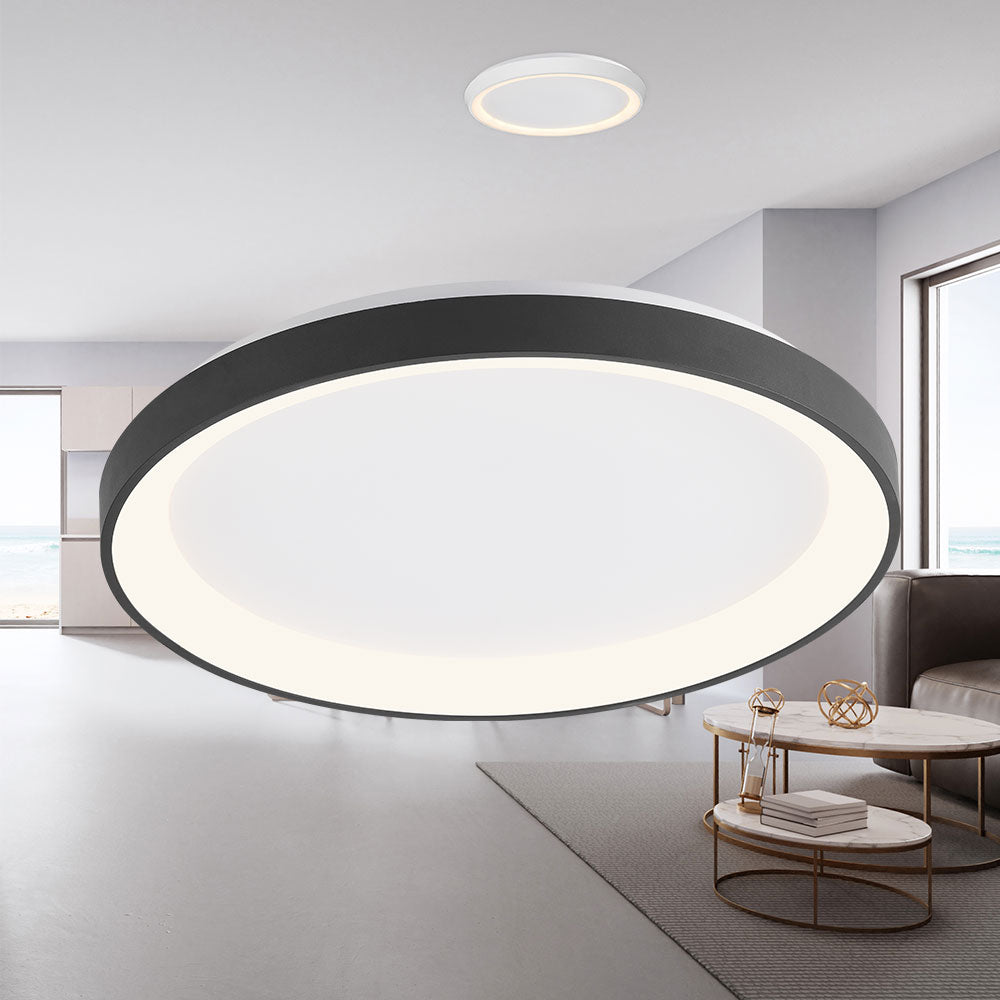 Braytron LED Deckenleuchte 36W Warmweiß Neutralweiß Kaltweiß 3CCT 3200 lm Rund Schwarz Aluminium IP20