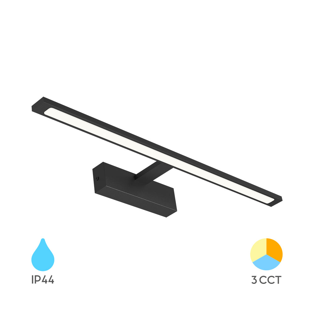 Braytron LED 12 Watt 60 Spiegelleuchte Badlampe 3CCT IP44 900 Lumen Wandlampe Schwarz