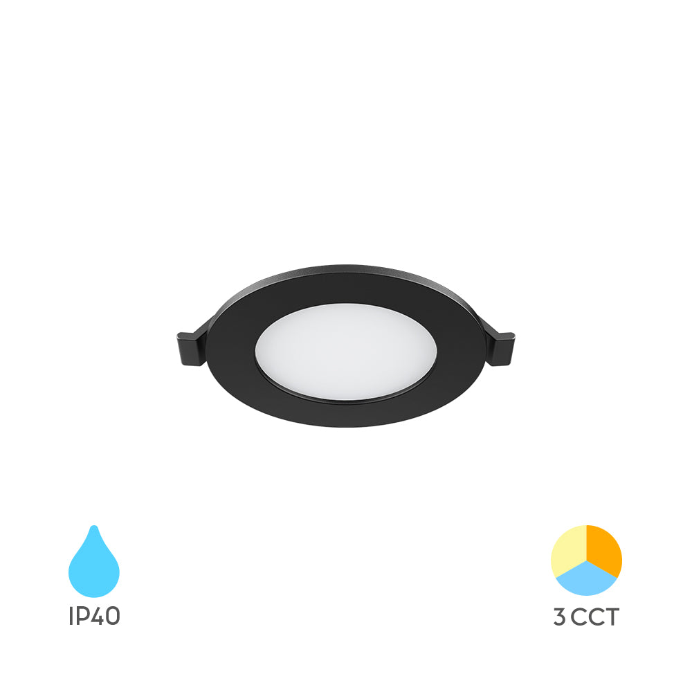 Braytron 3W LED Panel Einbauspot Einbaustrahler Deckenstrahler Flach IP40 4in1 CCT 3in1 schwarz